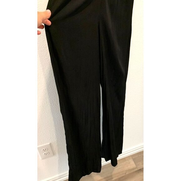 HAILEE C Black Tie Waist V Neck Short Sleeve Wide leg Jumpsuit S - Picture 9 of 12